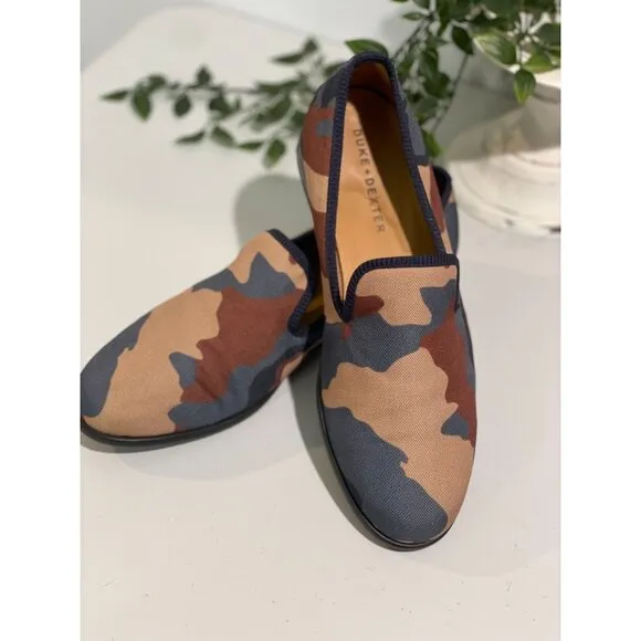 Duke Dexter Camo Loafers Size 8 Handmade In England Canvas Men’s