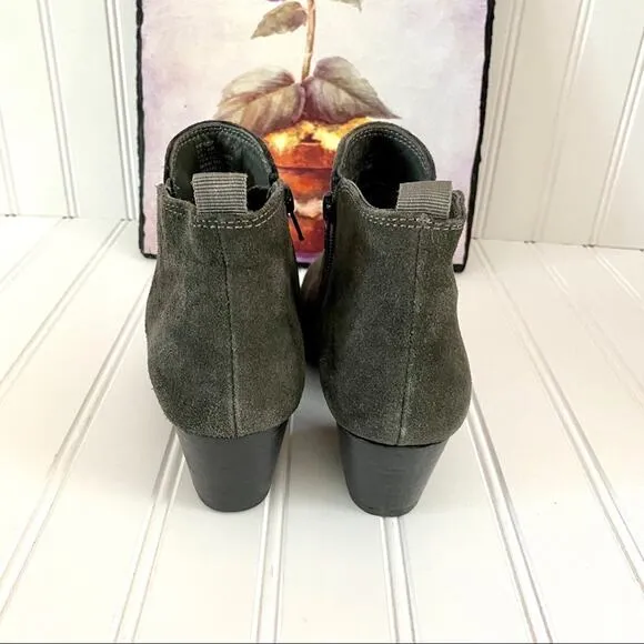 DUNE LONDON Perdy gray suede side zip block heel ankle boots 6 New