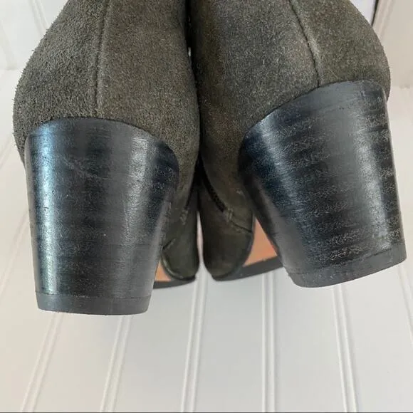 DUNE LONDON Perdy gray suede side zip block heel ankle boots 6 New