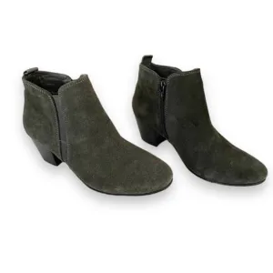 DUNE LONDON Perdy gray suede side zip block heel ankle boots 6 New
