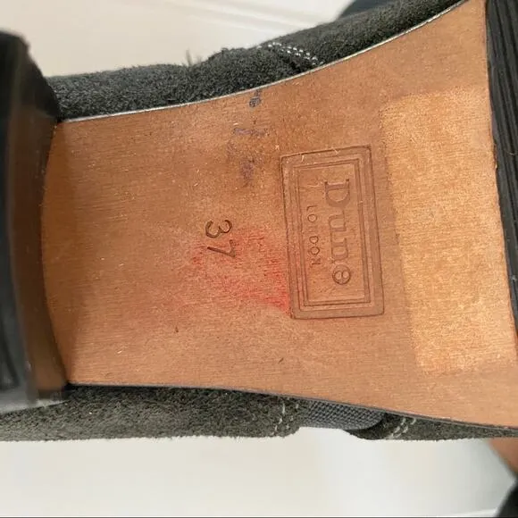 DUNE LONDON Perdy gray suede side zip block heel ankle boots 6 New