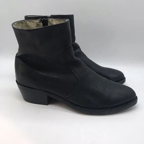 Durango TR820 Short Western Boots Black Leather Side Zip Mens 11.5EE Cowboy Shoe