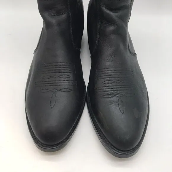 Durango TR820 Short Western Boots Black Leather Side Zip Mens 11.5EE Cowboy Shoe