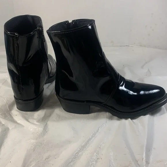 Durango Women’s Black  Patent Leather Western Chic Side Zip Y2K Ankle Boots