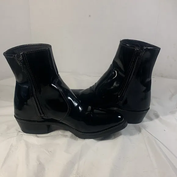 Durango Women’s Black  Patent Leather Western Chic Side Zip Y2K Ankle Boots