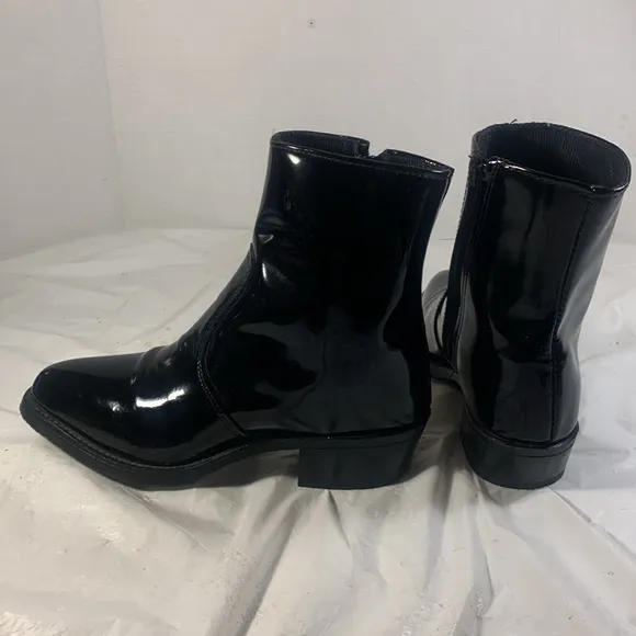Durango Women’s Black  Patent Leather Western Chic Side Zip Y2K Ankle Boots