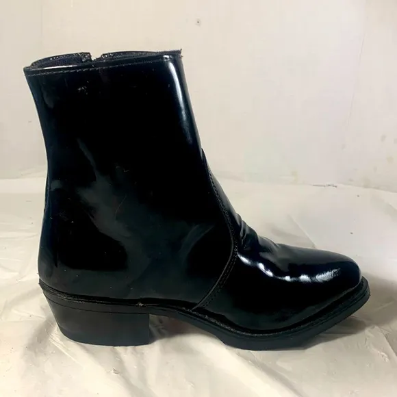 Durango Women’s Black  Patent Leather Western Chic Side Zip Y2K Ankle Boots
