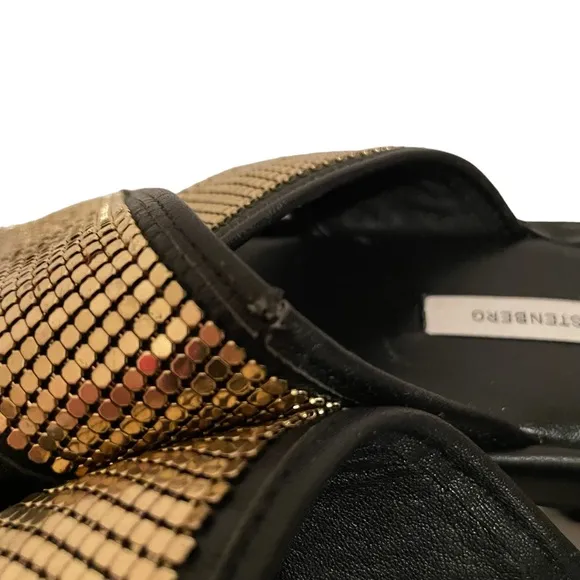 DVF Diane Von Furstenberg Gold Metallic Slides Size 7 Comfy
