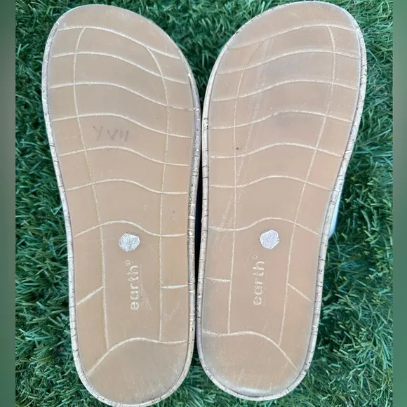 Earth Scout Casual Slip-on Wedge Platform Sandals Cork Suede Beige Summer Slides