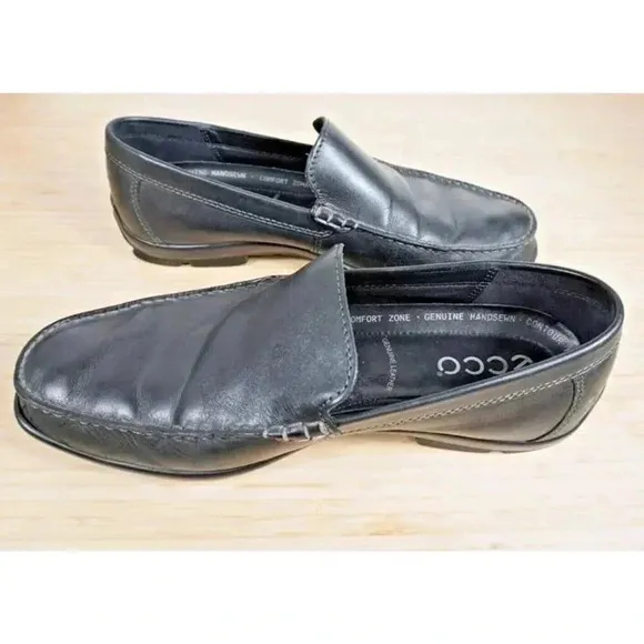 ECCO Classic Men's Shoes Moc 2.0 Loafers Black Leather Size 42 Extra Width