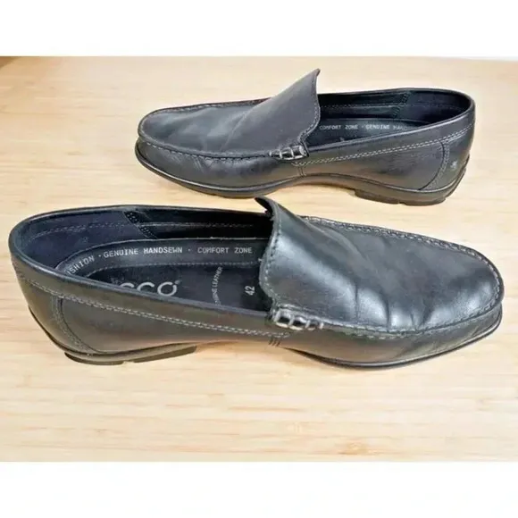 ECCO Classic Men's Shoes Moc 2.0 Loafers Black Leather Size 42 Extra Width