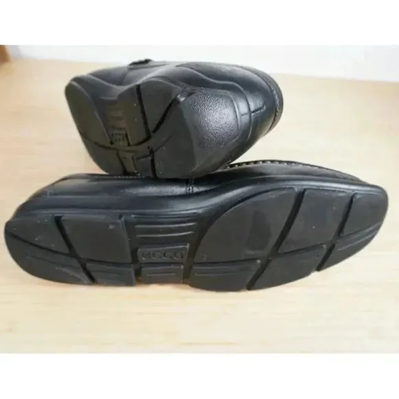 ECCO Classic Men's Shoes Moc 2.0 Loafers Black Leather Size 42 Extra Width