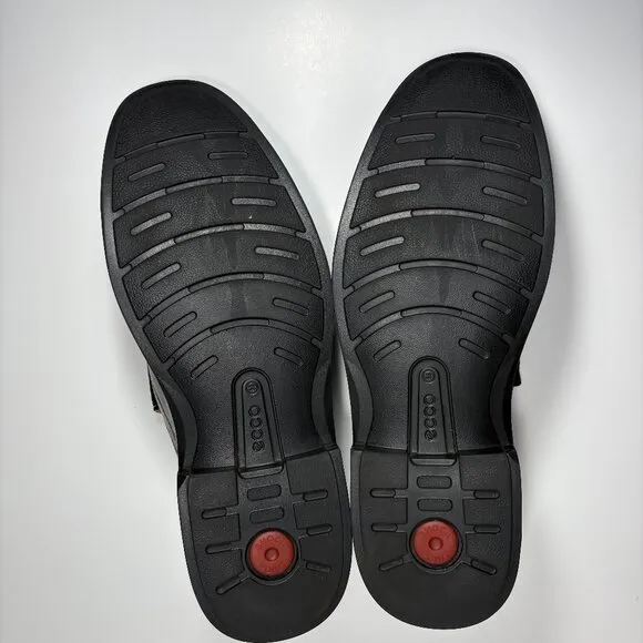 Ecco Genuine Leather Holton Apron Toe Slip On Loafers Black Size 10 Preppy Shoes