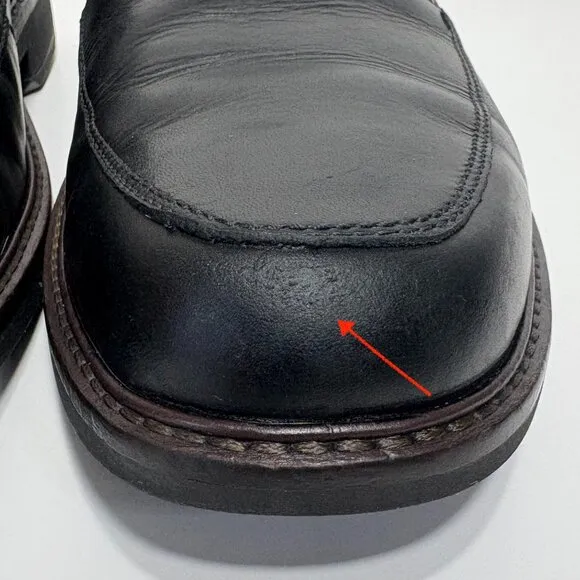 Ecco Genuine Leather Holton Apron Toe Slip On Loafers Black Size 10 Preppy Shoes