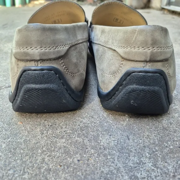 ECCO Gray Waxed Nubuck  Leather Slip On Casual Flats Driving Loafer Size 11/11.5