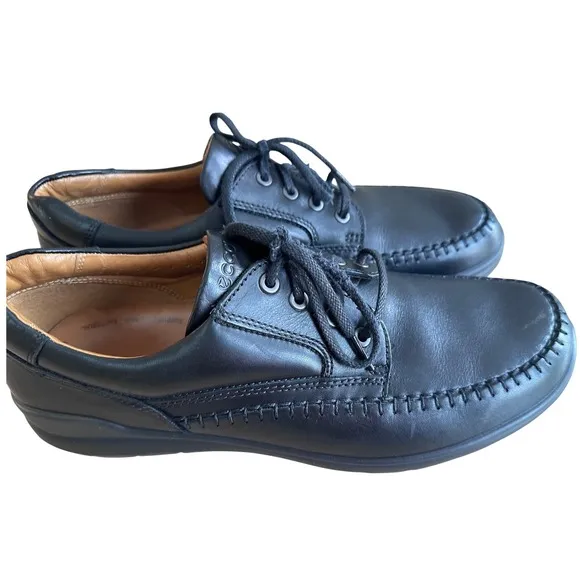 Ecco Leather Loafers Dress Casual Comfort Walking Shoes Black Size 47