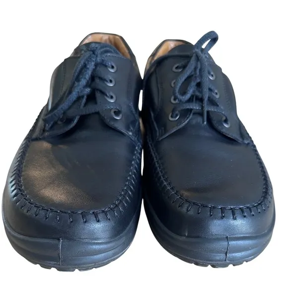 Ecco Leather Loafers Dress Casual Comfort Walking Shoes Black Size 47