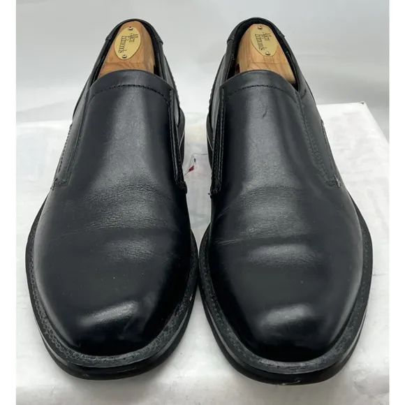 Ecco Mens London Loafer Size 41 7 Black Leather Plain Toe Slip On Shoe Venetian