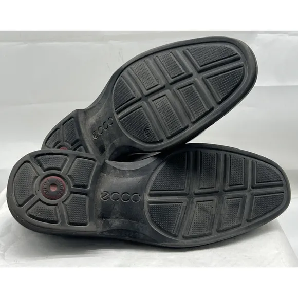 Ecco Mens London Loafer Size 41 7 Black Leather Plain Toe Slip On Shoe Venetian