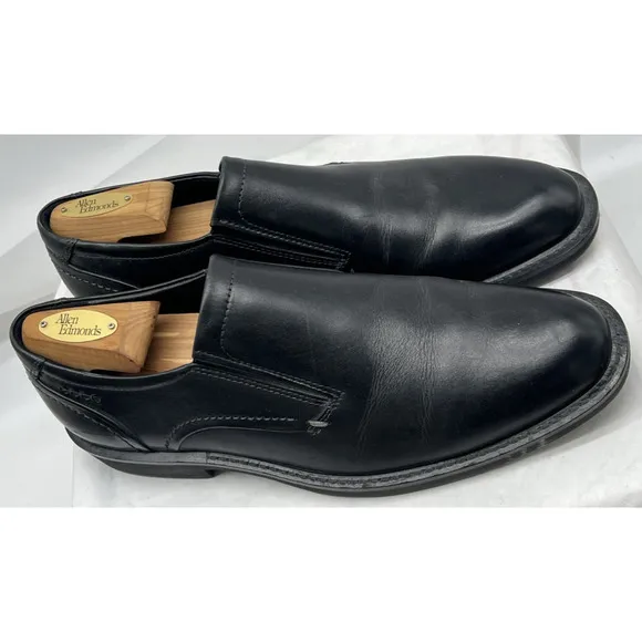 Ecco Mens London Loafer Size 41 7 Black Leather Plain Toe Slip On Shoe Venetian