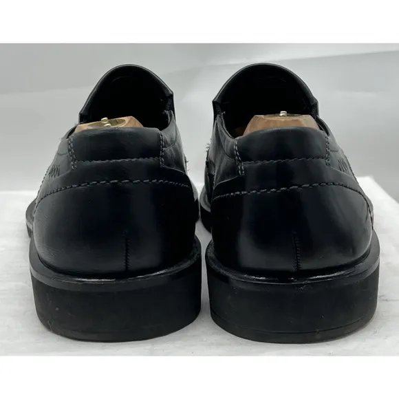 Ecco Mens London Loafer Size 41 7 Black Leather Plain Toe Slip On Shoe Venetian