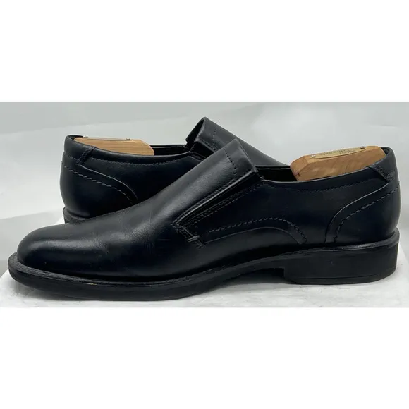 Ecco Mens London Loafer Size 41 7 Black Leather Plain Toe Slip On Shoe Venetian