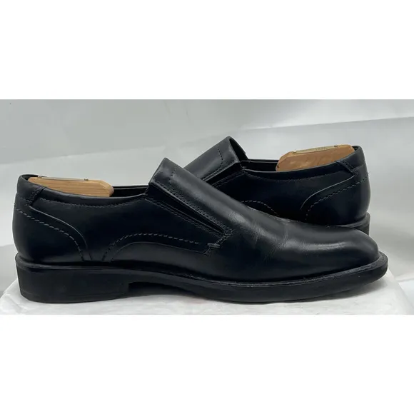Ecco Mens London Loafer Size 41 7 Black Leather Plain Toe Slip On Shoe Venetian