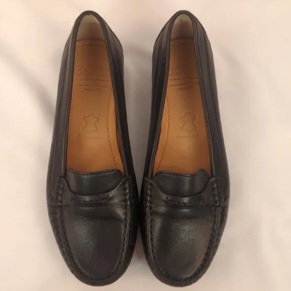 Ecco Women’s US 5 Black Leather Moccasin Loafers Comfort Slip-On Bari 370513