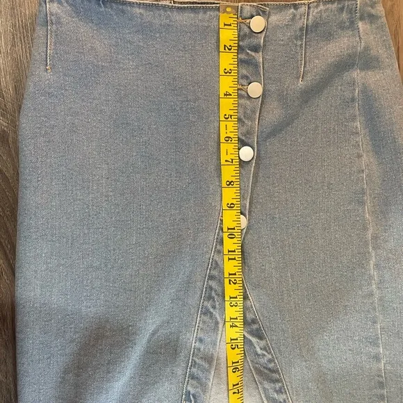 Edit by nine button down denim midi skirt high slit, medium, stretch denim,NWT