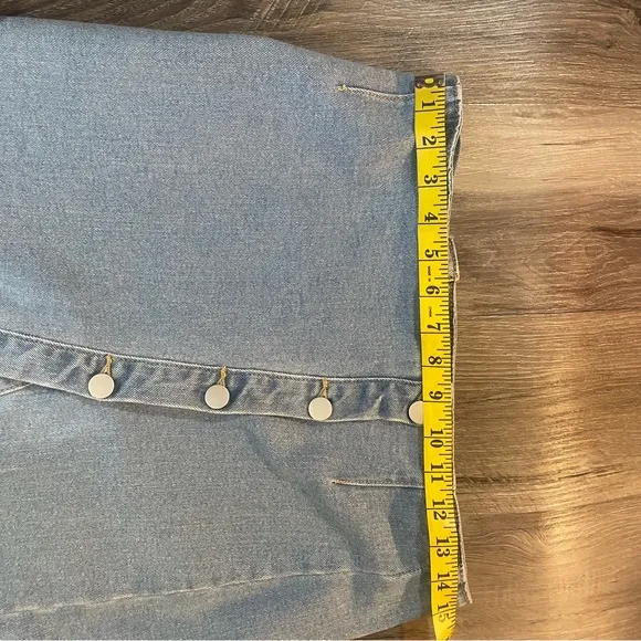 Edit by nine button down denim midi skirt high slit, medium, stretch denim,NWT