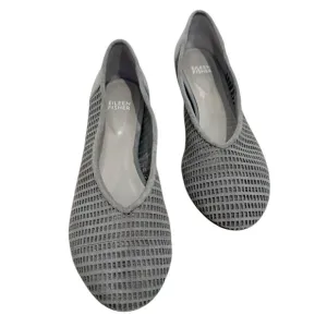 EILEEN FISCHER Perforated Suede Grey Flats Hidden Wedge