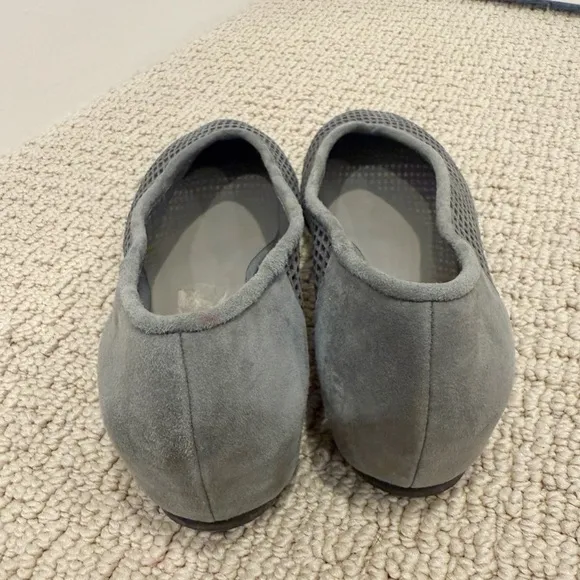 EILEEN FISCHER Perforated Suede Grey Flats Hidden Wedge