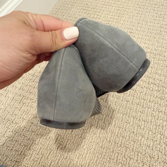 EILEEN FISCHER Perforated Suede Grey Flats Hidden Wedge