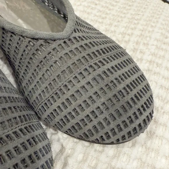 EILEEN FISCHER Perforated Suede Grey Flats Hidden Wedge