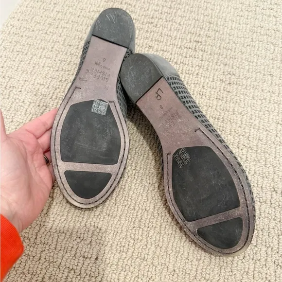 EILEEN FISCHER Perforated Suede Grey Flats Hidden Wedge