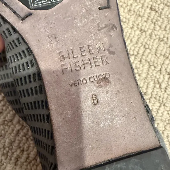 EILEEN FISCHER Perforated Suede Grey Flats Hidden Wedge