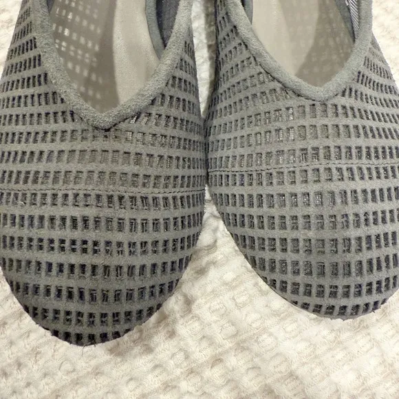 EILEEN FISCHER Perforated Suede Grey Flats Hidden Wedge