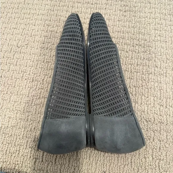 EILEEN FISCHER Perforated Suede Grey Flats Hidden Wedge