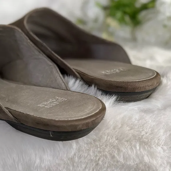 EILEEN FISHER 10 Blog Nubuck Leather Slides Mules • Pointed Toe Slip On Shoes