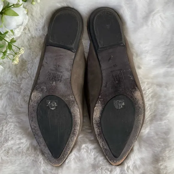 EILEEN FISHER 10 Blog Nubuck Leather Slides Mules • Pointed Toe Slip On Shoes