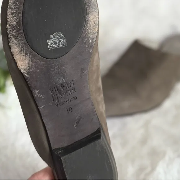 EILEEN FISHER 10 Blog Nubuck Leather Slides Mules • Pointed Toe Slip On Shoes