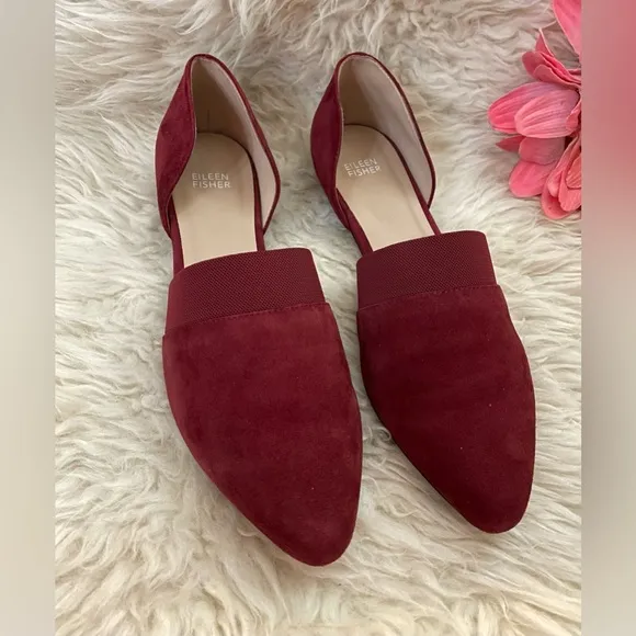 Eileen Fisher d’Orsay Flats Burgundy Suede 10