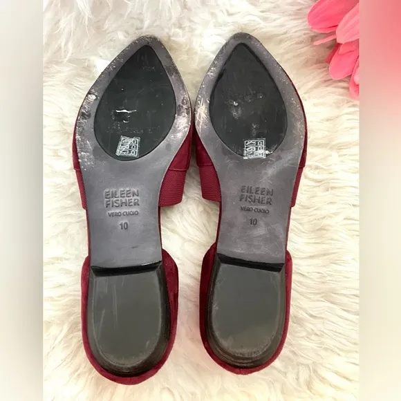 Eileen Fisher d’Orsay Flats Burgundy Suede 10