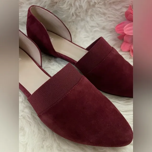 Eileen Fisher d’Orsay Flats Burgundy Suede 10