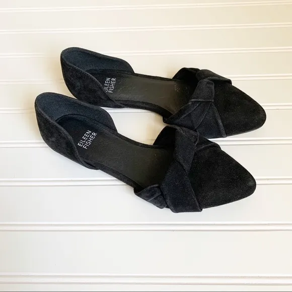 Eileen Fisher Fuller Black Suede D’Orsay Flats