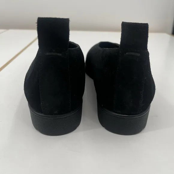 Eileen Fisher Humor Hidden Wedge Ballet Flats in Black Suede Womens 8.5 NWOB