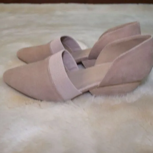 Eileen Fisher Ida Flats Womens Size 8 Beige Suede Pointy Toe Slip On Dress Shoe
