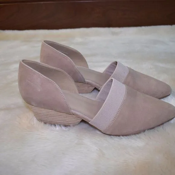 Eileen Fisher Ida Flats Womens Size 8 Beige Suede Pointy Toe Slip On Dress Shoe