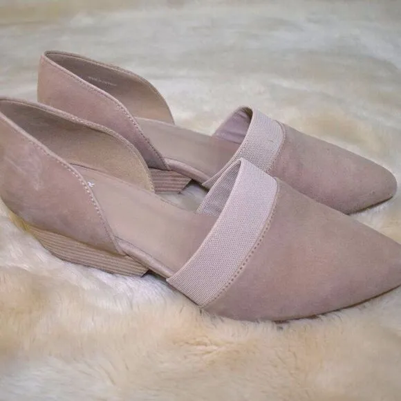 Eileen Fisher Ida Flats Womens Size 8 Beige Suede Pointy Toe Slip On Dress Shoe
