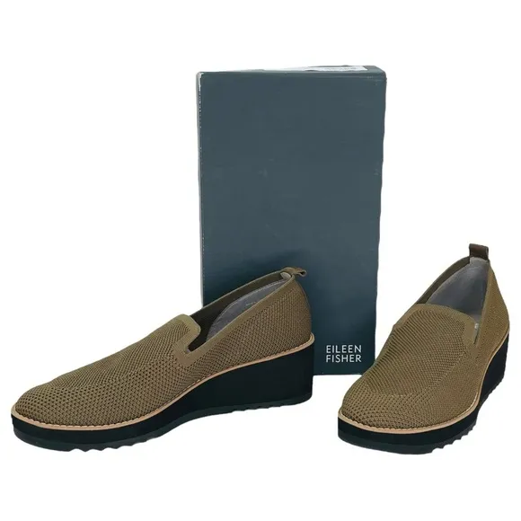 Eileen Fisher Lindy Olive Green Womens Loafers Size 6.5M